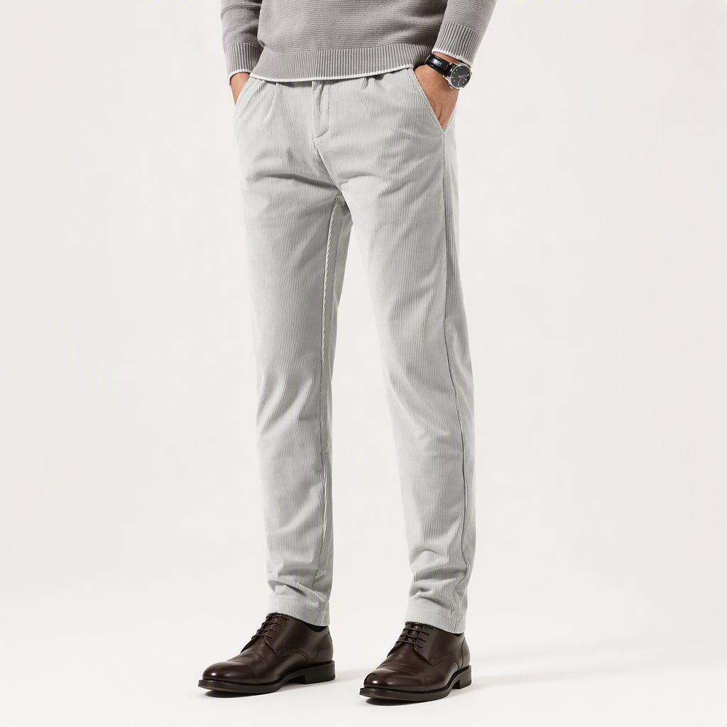 Garth | Mens Dress Slim Fit Straight Leg Business Casual Pants, Light Grey 3