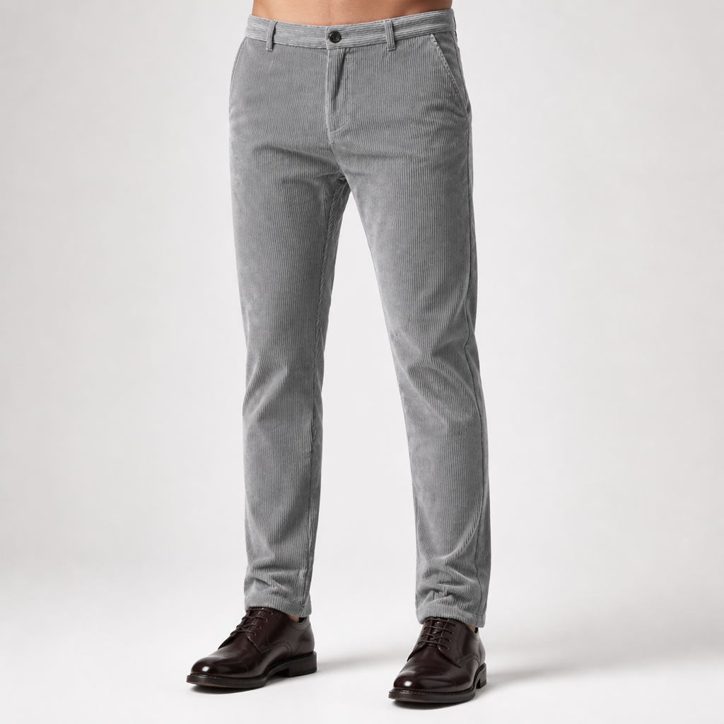 Garth | Mens Dress Slim Fit Straight Leg Business Casual Pants, Light Grey