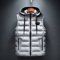 Gavin | Mens Sherpa Fleece Hooded Sleeveless Quilted Winter Vest Jacket, Light Grey