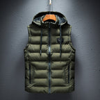 Gavin | Mens Sherpa Fleece Hooded Sleeveless Quilted Winter Vest Jacket, Army Green