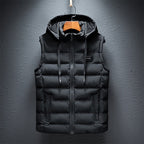 Gavin | Mens Sherpa Fleece Hooded Sleeveless Quilted Winter Vest Jacket, Black