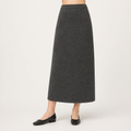 Gayle | Womens Knit Midi Skirt Straight A Line Textured Grid Weave, Grey