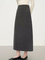 Gayle | Womens Knit Midi Skirt Straight A Line Textured Grid Weave