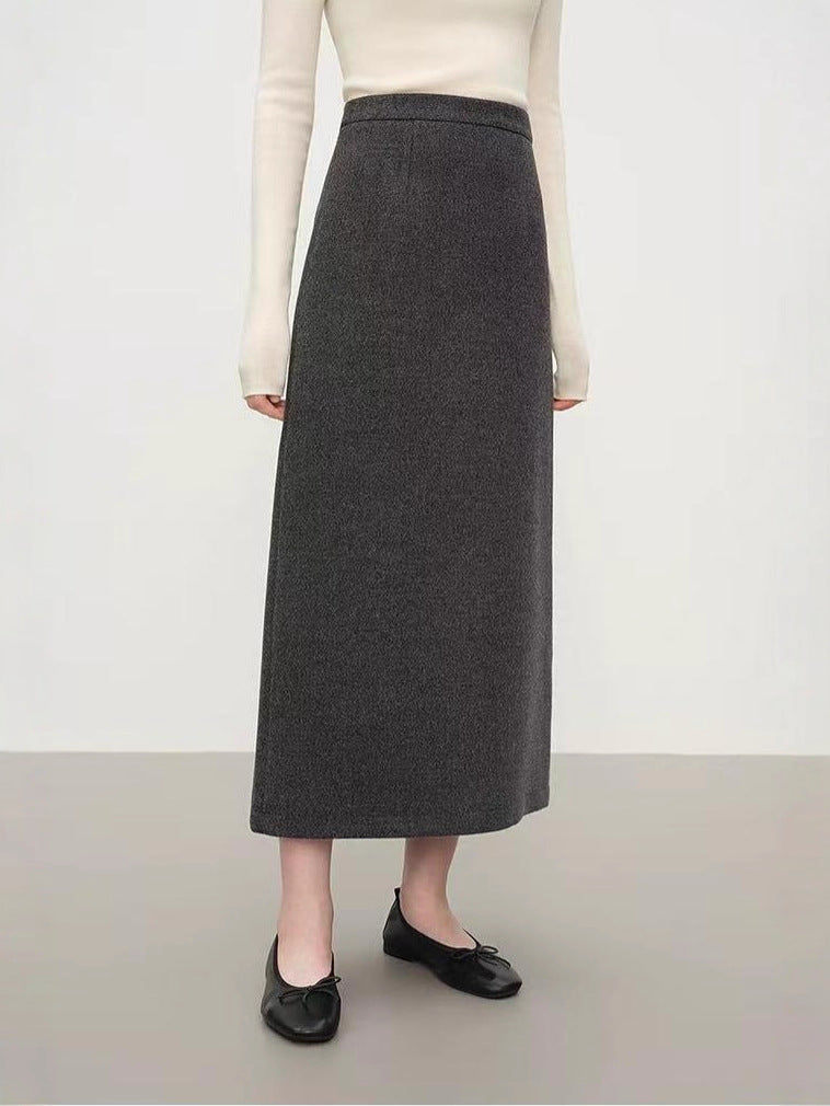 Gayle | Womens Knit Midi Skirt Straight A Line Textured Grid Weave
