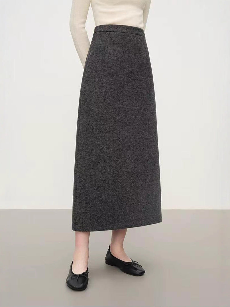Gayle | Womens Knit Midi Skirt Straight A Line Textured Grid Weave
