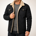 Gene | Mens Fleece Lined Lapel Collar Winter Workwear Chore Jacket, Black