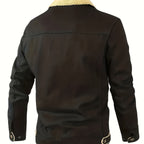 Gene | Mens Fleece Lined Lapel Collar Winter Workwear Chore Jacket, Black