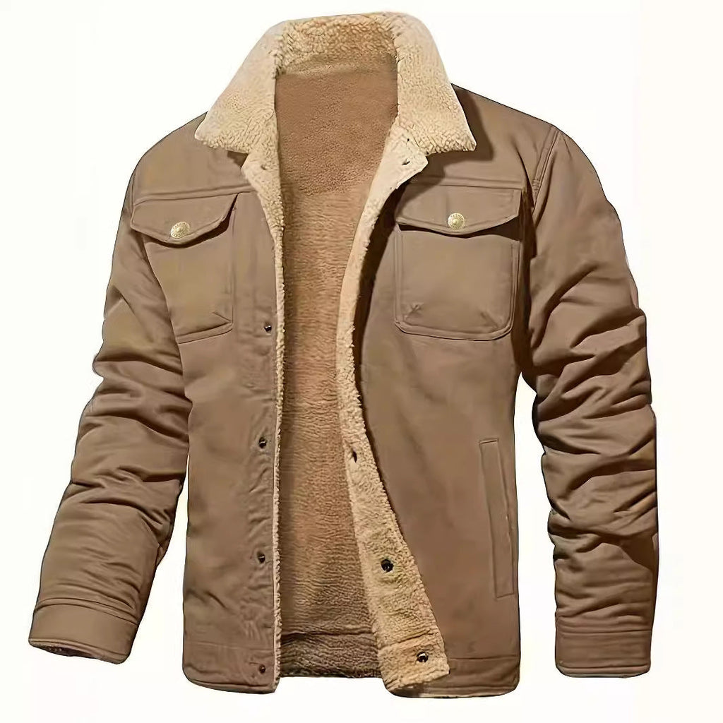 Gene | Mens Fleece Lined Lapel Collar Winter Workwear Chore Jacket