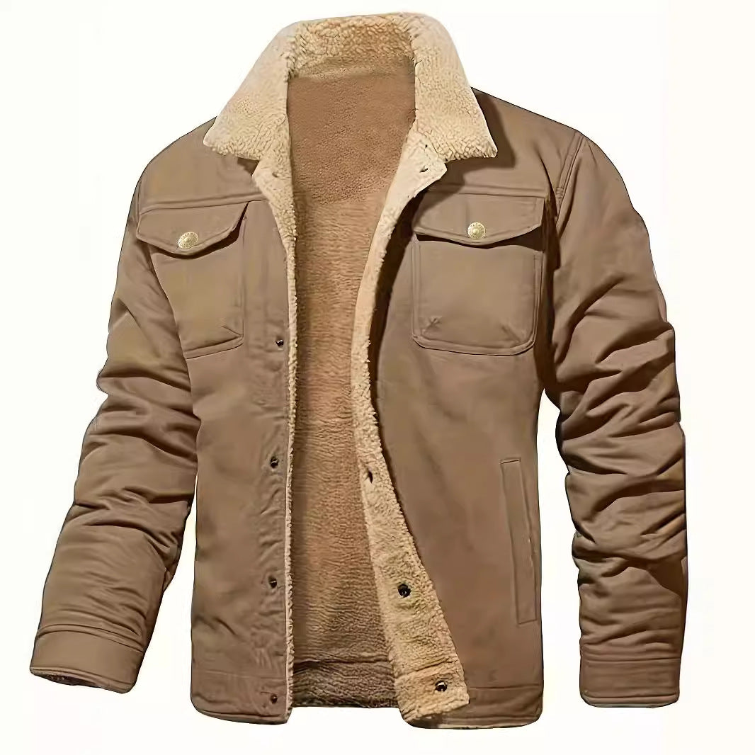 Gene | Mens Fleece Lined Lapel Collar Winter Workwear Chore Jacket