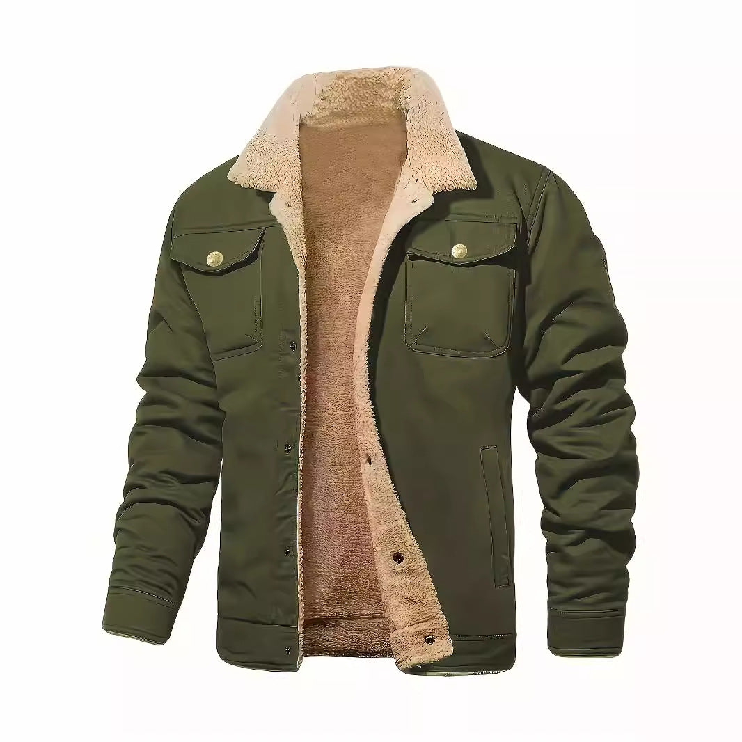 Gene | Mens Fleece Lined Lapel Collar Winter Workwear Chore Jacket