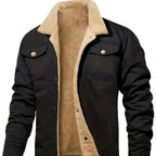 Gene | Mens Fleece Lined Lapel Collar Winter Workwear Chore Jacket, Black