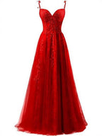 Genevieve | Womens Prom Formal Evening Gown Maxi Wedding Guest Cocktail Dresses - Red