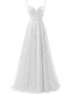 Genevieve | Womens Prom Formal Evening Gown Maxi Wedding Guest Cocktail Dresses - White