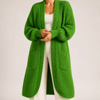 Georgia | Womens Long Cardigan Knit Loose Thick Winter Ladies Sweater, Green