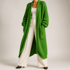 Georgia | Womens Long Cardigan Knit Loose Thick Winter Ladies Sweater, Green