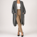 Georgia | Womens Long Cardigan Knit Loose Thick Winter Ladies Sweater, Dark Grey