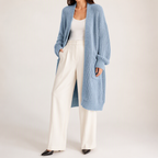 Georgia | Womens Long Cardigan Knit Loose Thick Winter Ladies Sweater, Light Blue