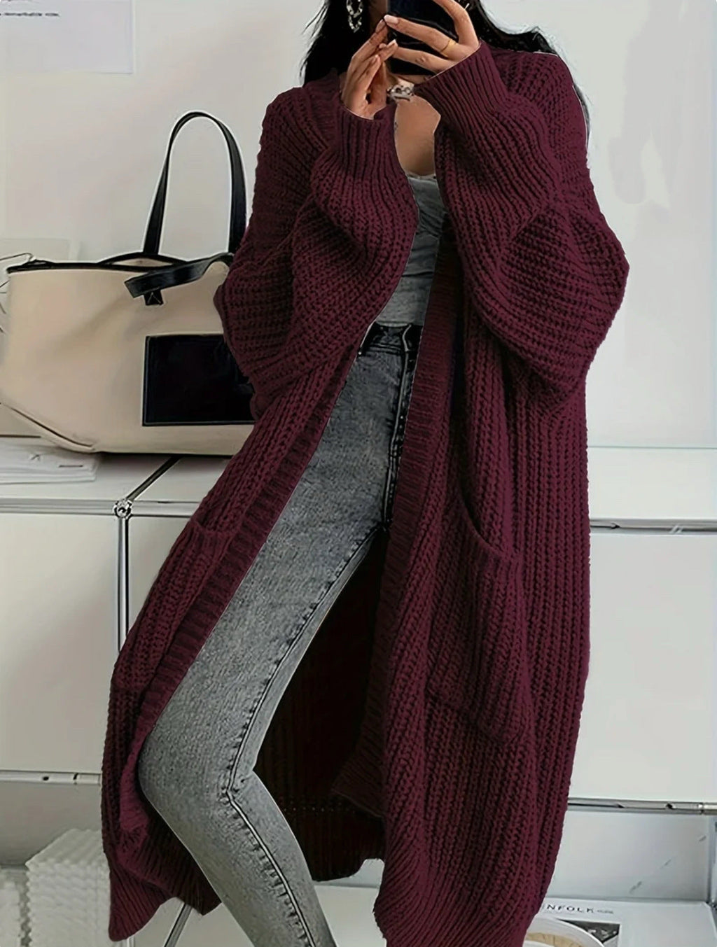 Georgia | Womens Long Cardigan Knit Loose Thick Winter Ladies Sweater