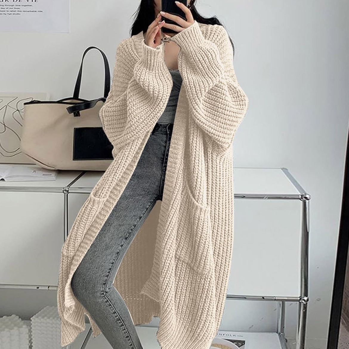 Georgia | Womens Long Cardigan Knit Loose Thick Winter Ladies Sweater