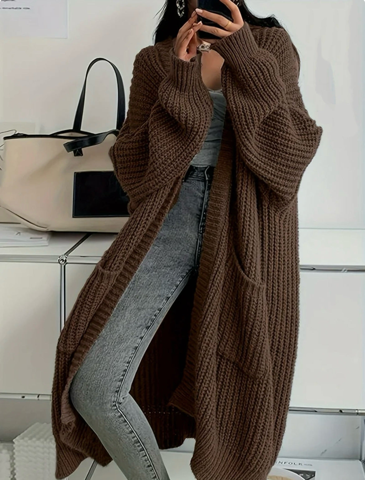 Georgia | Womens Long Cardigan Knit Loose Thick Winter Ladies Sweater