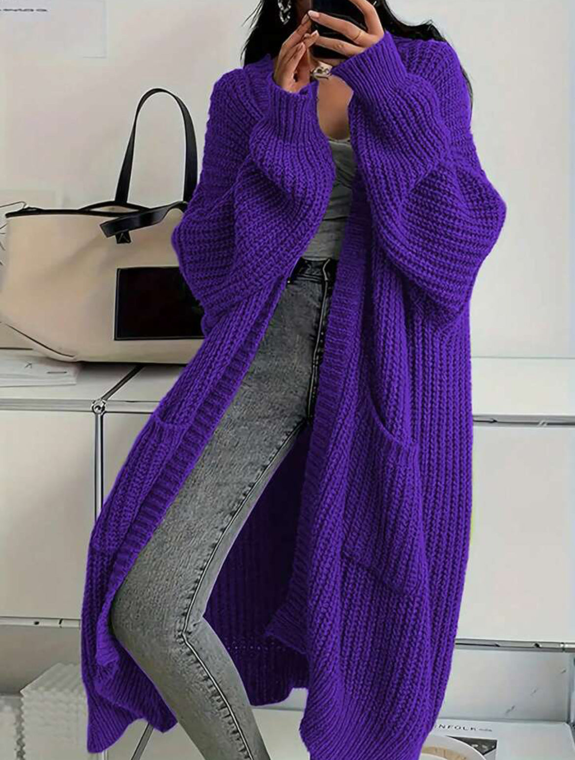 Georgia | Womens Long Cardigan Knit Loose Thick Winter Ladies Sweater