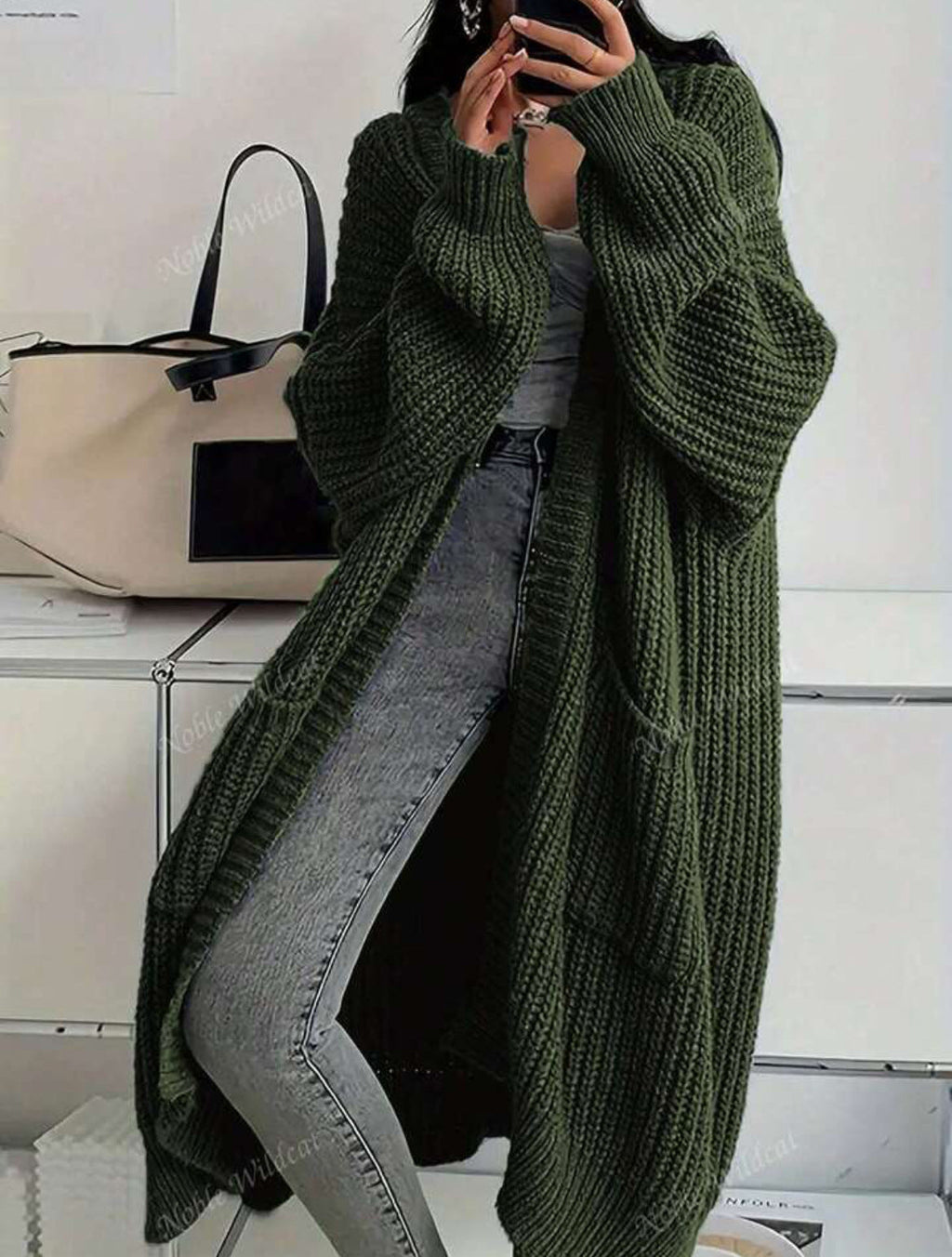 Georgia | Womens Long Cardigan Knit Loose Thick Winter Ladies Sweater