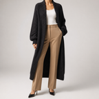 Georgia | Womens Long Cardigan Knit Loose Thick Winter Ladies Sweater, Black