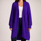 Georgia | Womens Long Cardigan Knit Loose Thick Winter Ladies Sweater, Rple