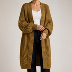 Georgia | Womens Long Cardigan Knit Loose Thick Winter Ladies Sweater, Khaki