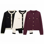 Georgina | Womens Gold Button Knit Jacket - 3