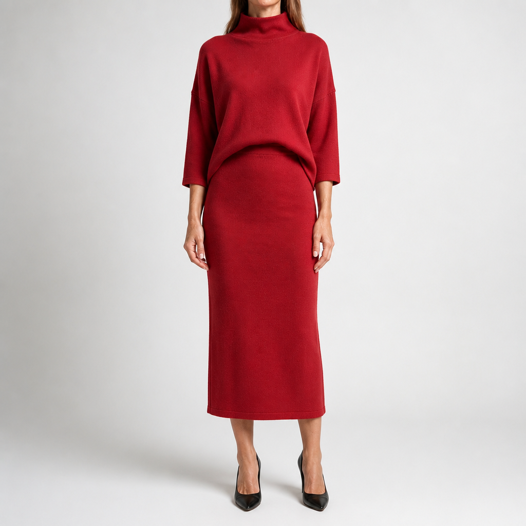 Geraldine | Womens Casual Summer Dress V Neck Loose Fit Sundress, Red