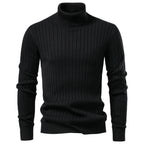 Gideon | Mens Knitted Jumper Roll Neck Pullover Warm Winter Sweater - Black