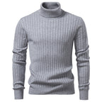 Gideon | Mens Knitted Jumper Roll Neck Pullover Warm Winter Sweater - Light Grey