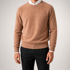 Gideon | Mens V Neck Knitted Jumper Loose Knit Sweater, Khaki