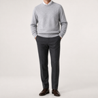 Gideon | Mens V Neck Knitted Jumper Loose Knit Sweater, Light Grey