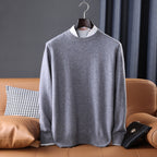 Gideon | Mens V Neck Loose Knitted Jumper - Medium Grey Crew Neck
