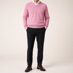 Gideon | Mens V Neck Knitted Jumper Loose Knit Sweater, Pink 2