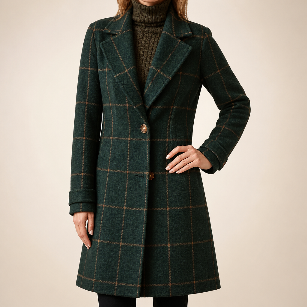 Gillian | Womens Plaid Coat Check Mid Length Winter Overcoat, Supports Personalization Add Any And Code