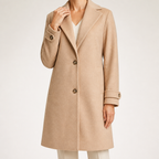 Gillian | Womens Plaid Coat Check Mid Length Winter Overcoat, Camel 2