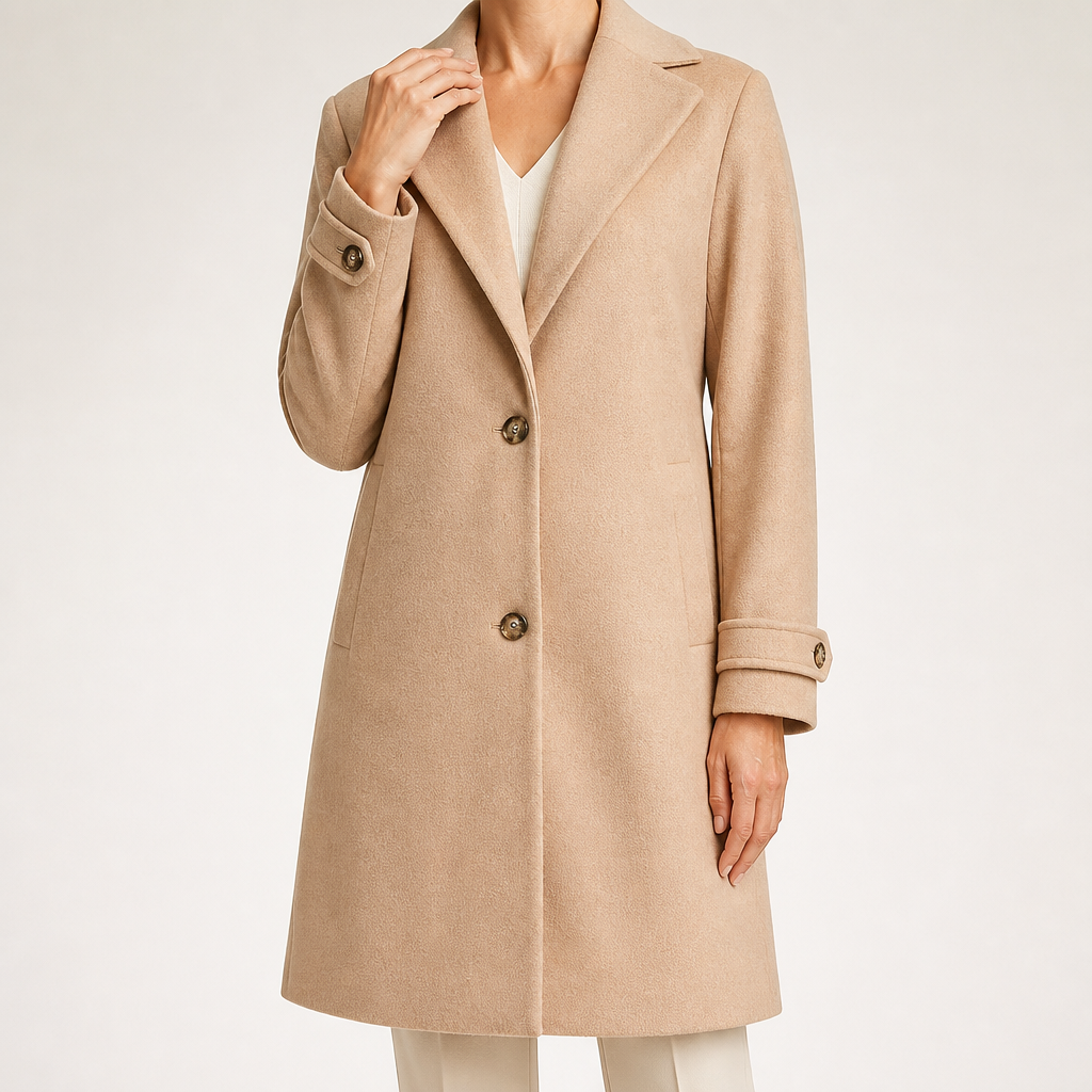 Gillian | Womens Plaid Coat Check Mid Length Winter Overcoat, Camel 2