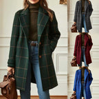 Gillian | Womens Plaid Coat Check Mid Length Winter Overcoat