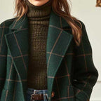 Gillian | Womens Plaid Coat Check Mid Length Winter Overcoat