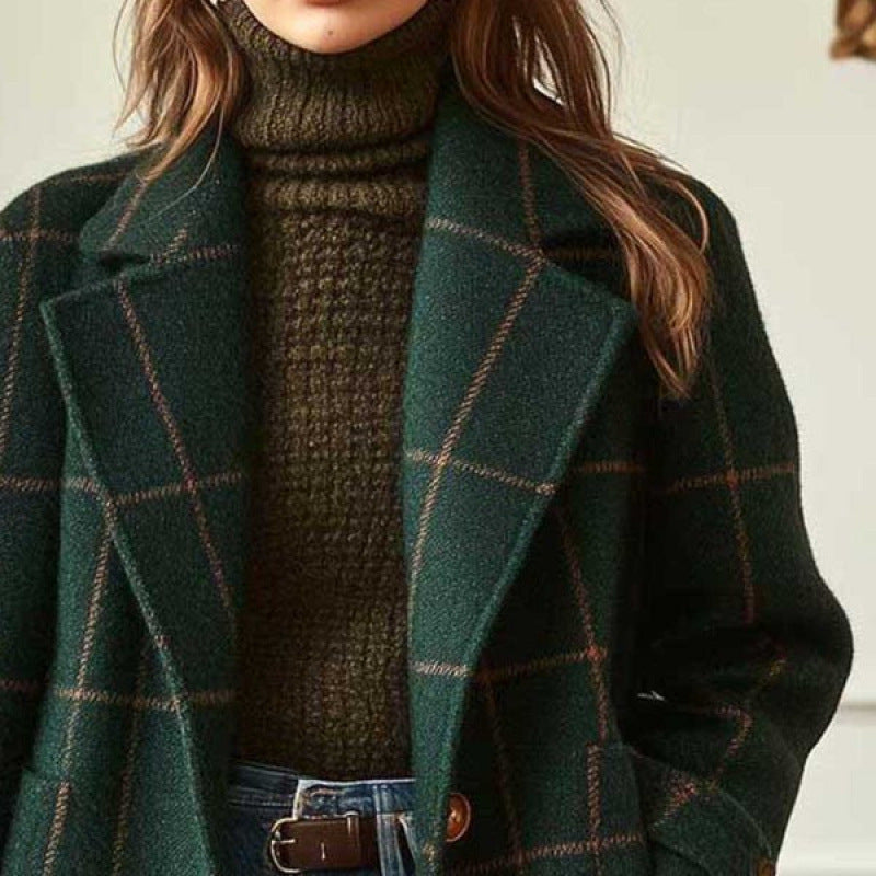 Gillian | Womens Plaid Coat Check Mid Length Winter Overcoat