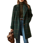 Gillian | Womens Plaid Coat Check Mid Length Winter Overcoat
