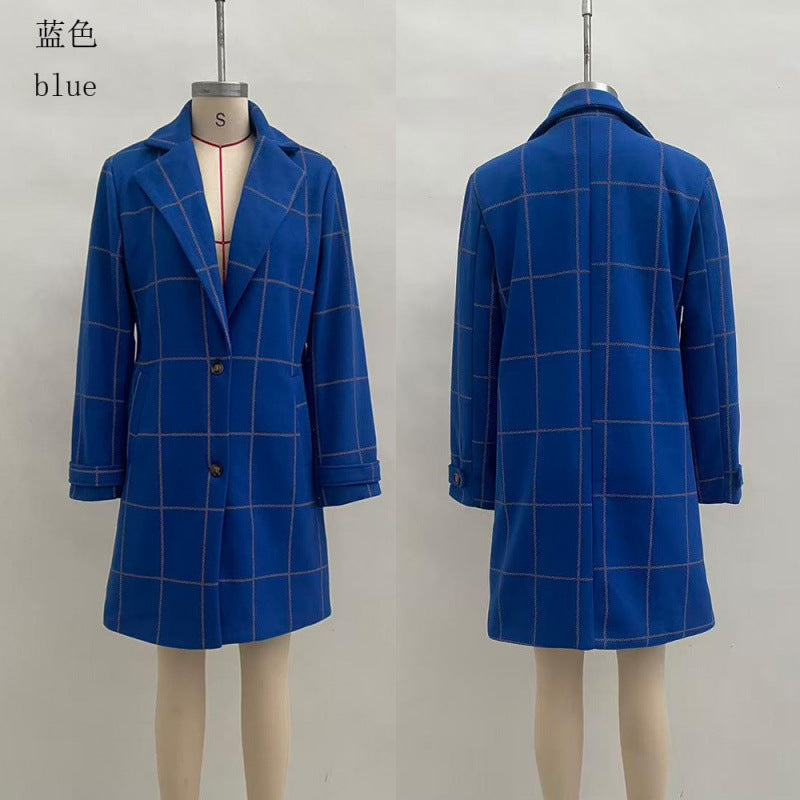 Gillian | Womens Plaid Coat Check Mid Length Winter Overcoat