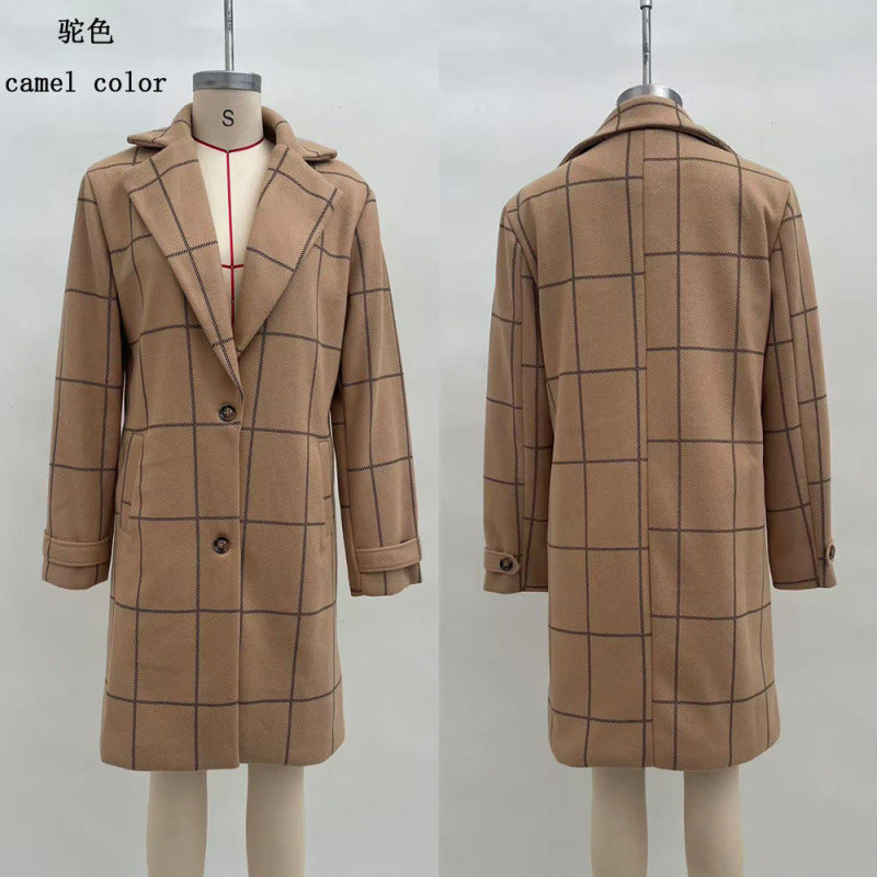 Gillian | Womens Plaid Coat Check Mid Length Winter Overcoat