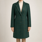Gillian | Womens Plaid Coat Check Mid Length Winter Overcoat, Green