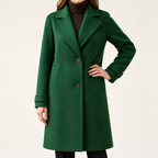 Gillian | Womens Plaid Coat Check Mid Length Winter Overcoat, Green