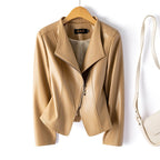Gina | Womens Faux Leather Jacket Slim Fit Long Sleeve Casual Coat