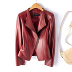 Gina | Womens Faux Leather Jacket Slim Fit Long Sleeve Casual Coat